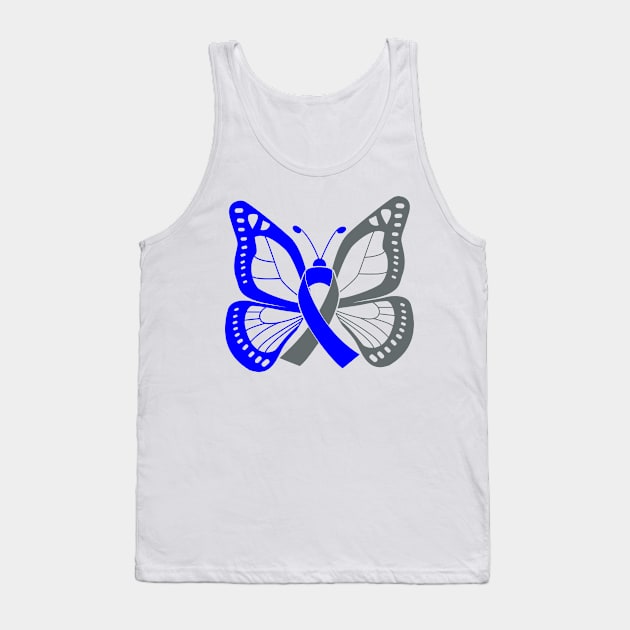 Blue and Gray Butterfly Awareness Ribbon Tank Top by FanaticTee